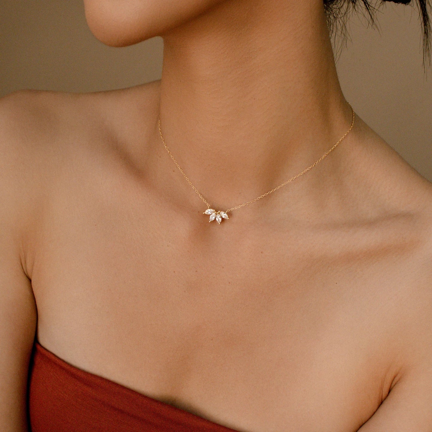 Flower Petal Diamond Necklace