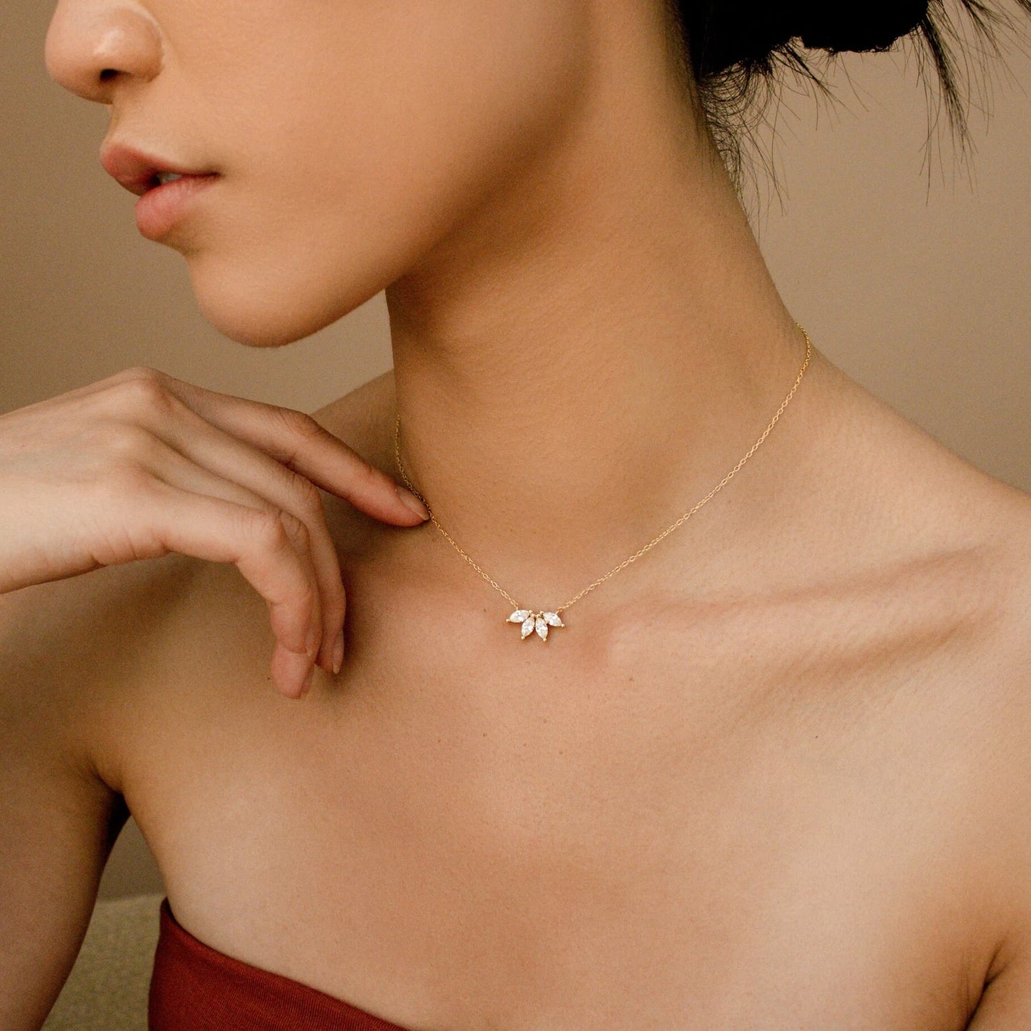 Flower Petal Diamond Necklace