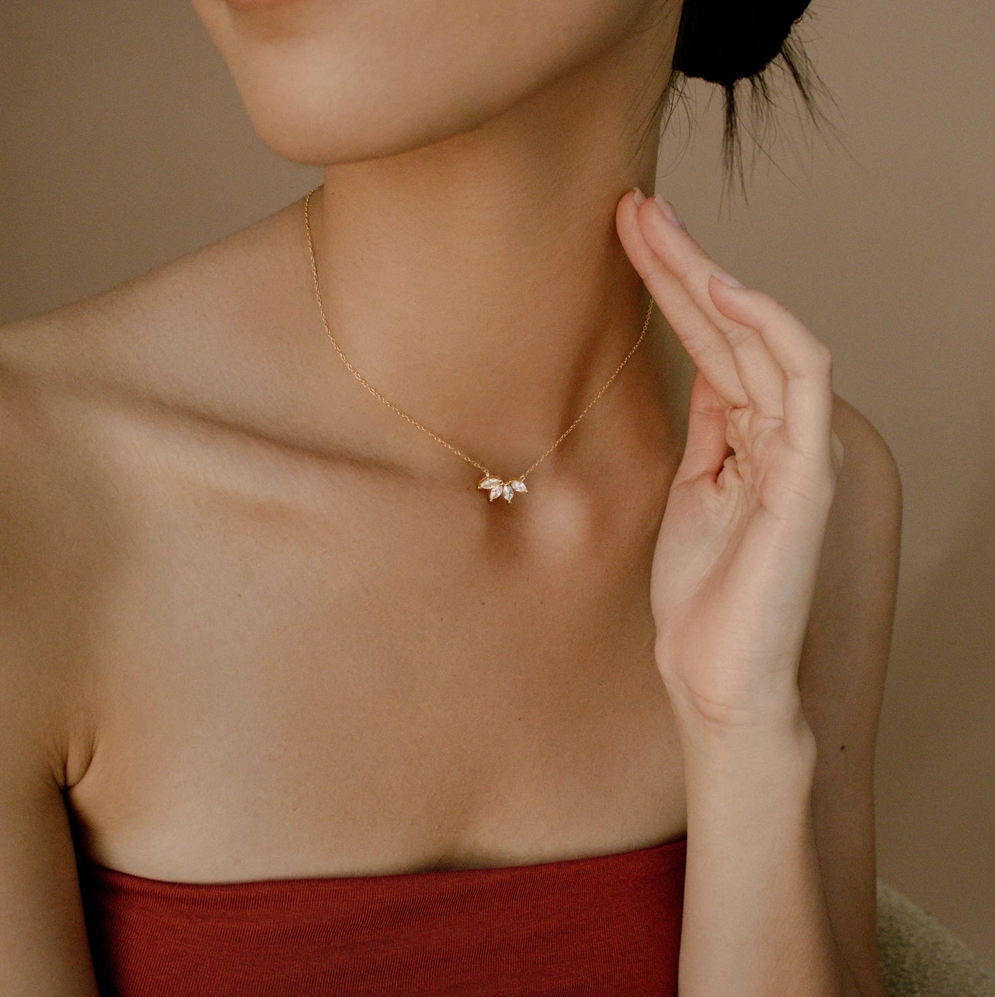 Flower Petal Diamond Necklace
