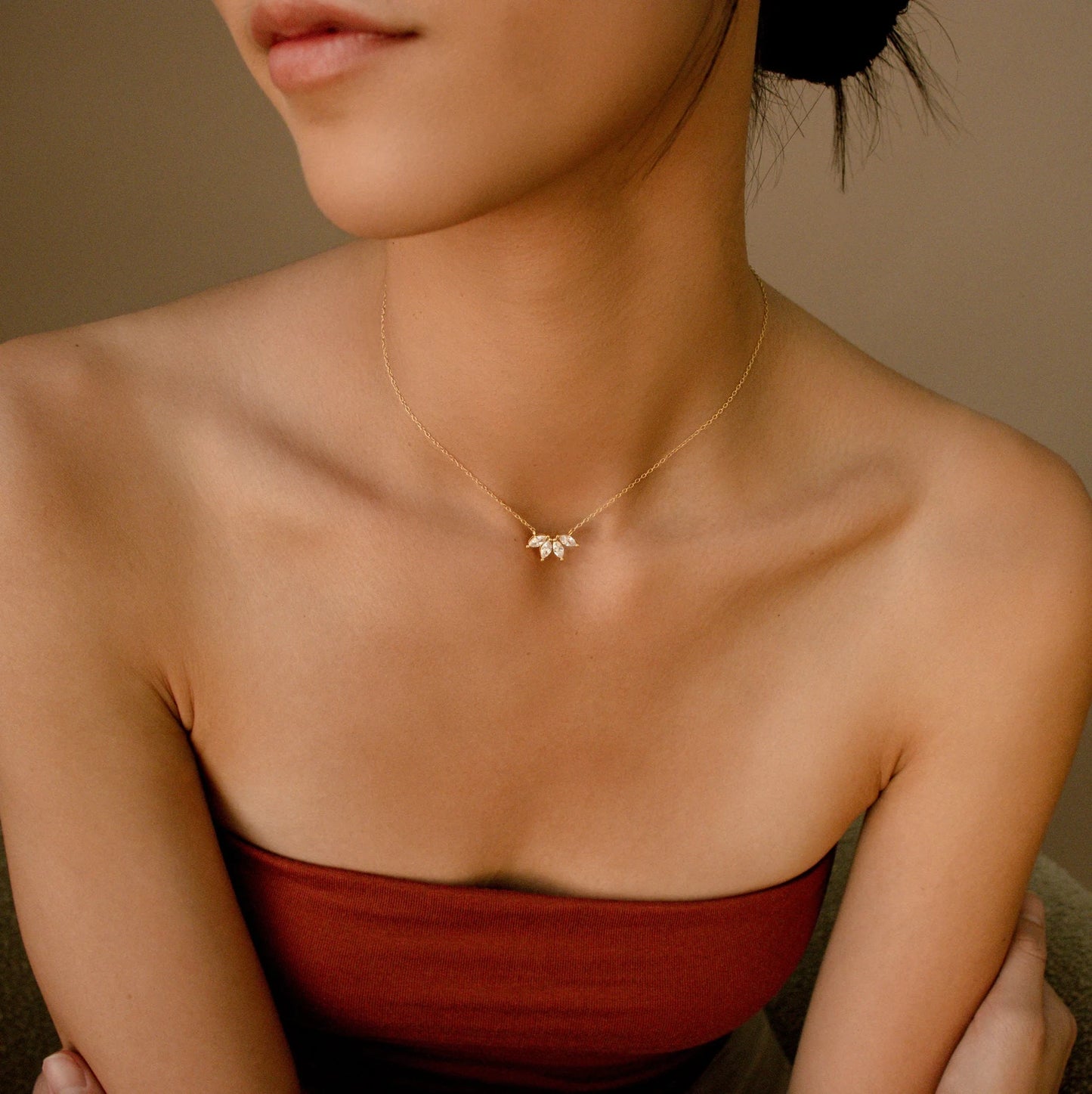 Flower Petal Diamond Necklace