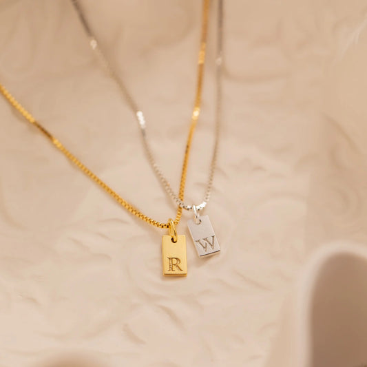 Custom Engraved Letter Pendant Necklace