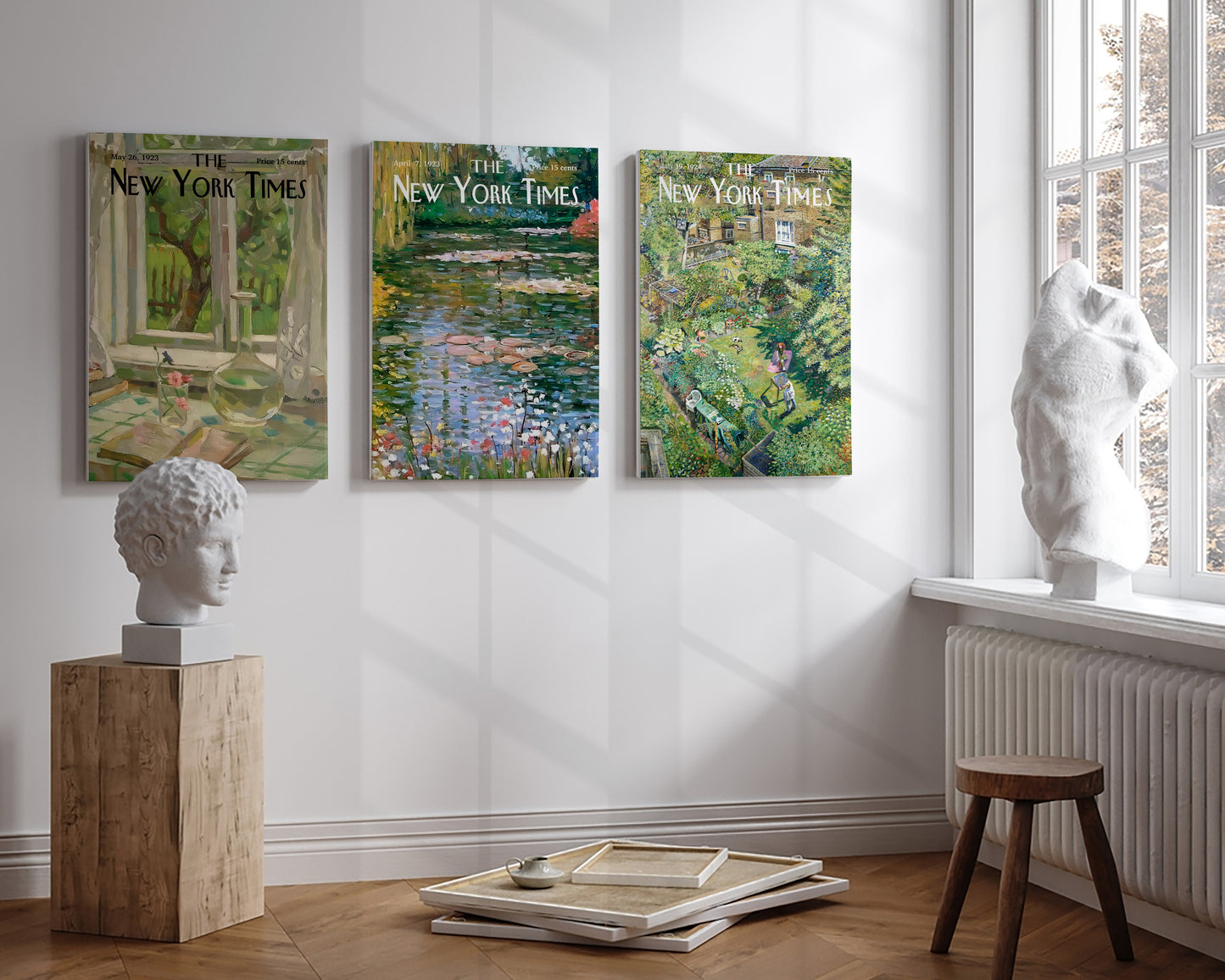 New York Times Cover Poster Set of 3, Sage Green New York Times Wall Art