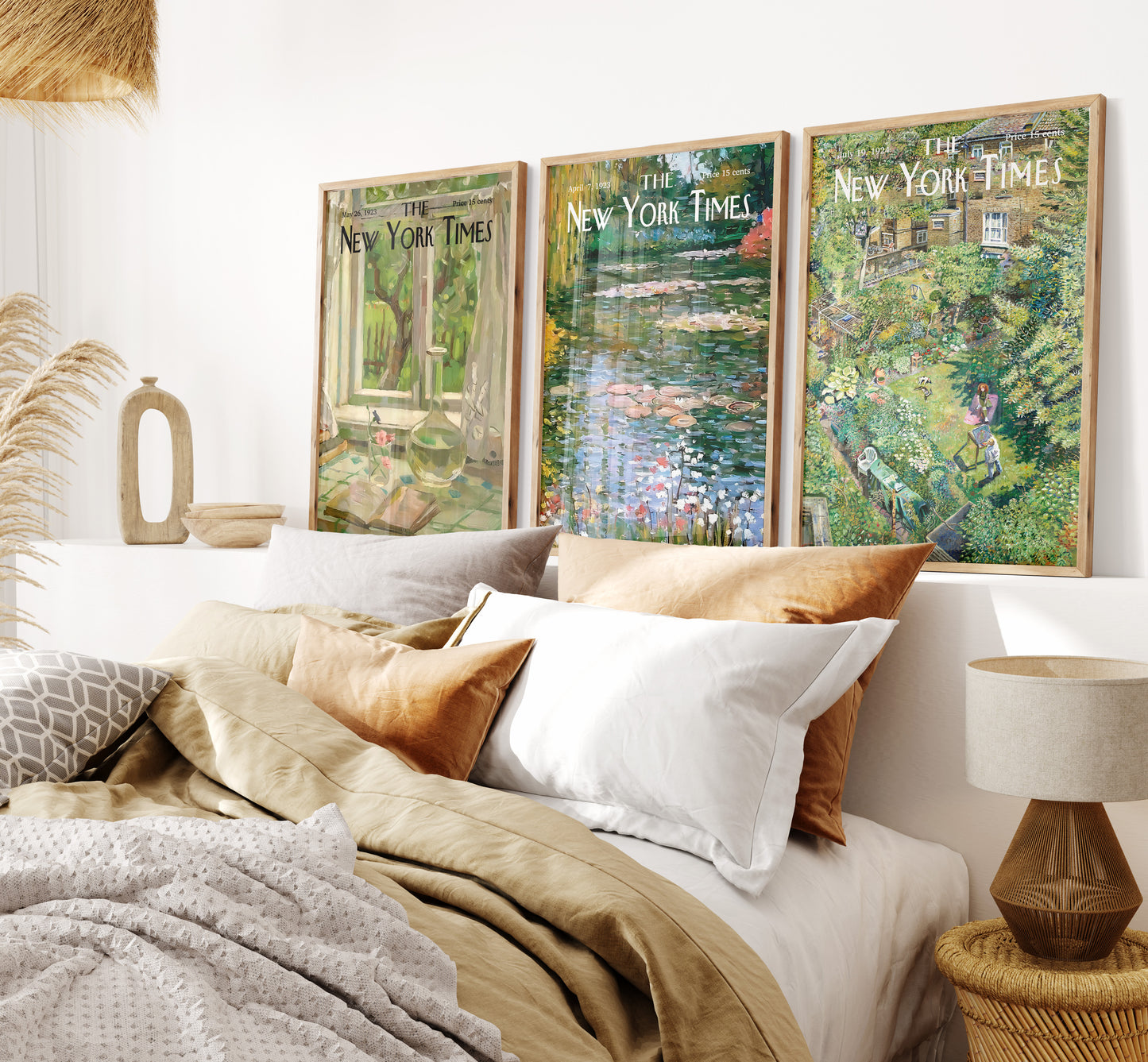 New York Times Cover Poster Set of 3, Sage Green New York Times Wall Art