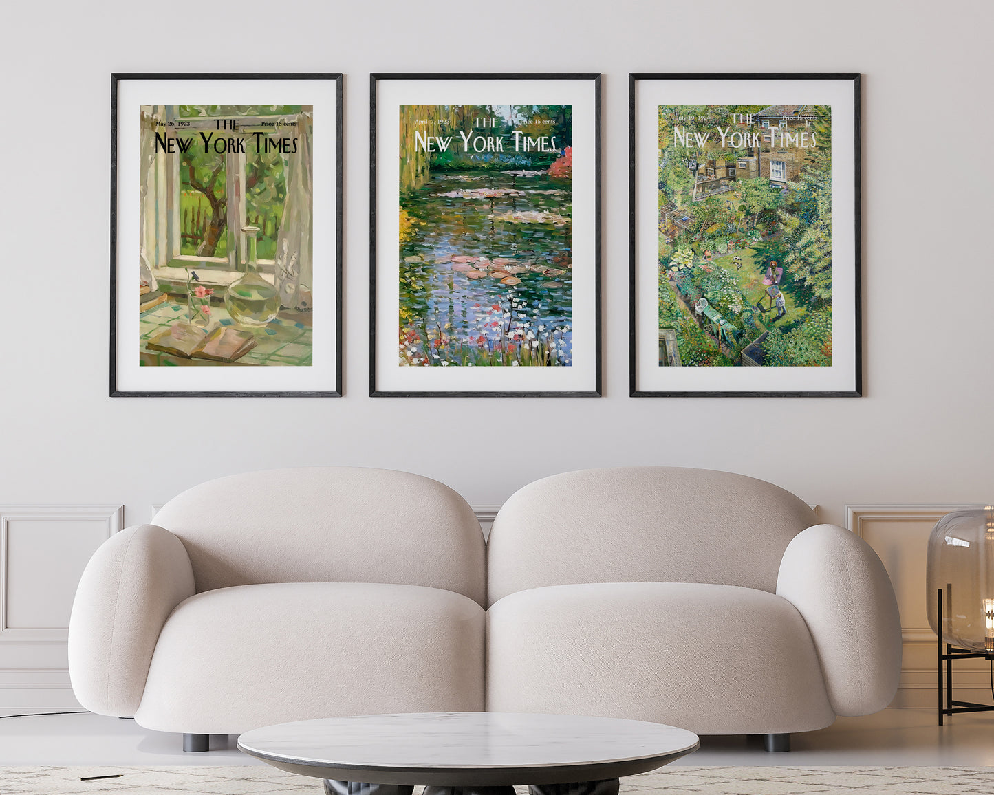 New York Times Cover Poster Set of 3, Sage Green New York Times Wall Art